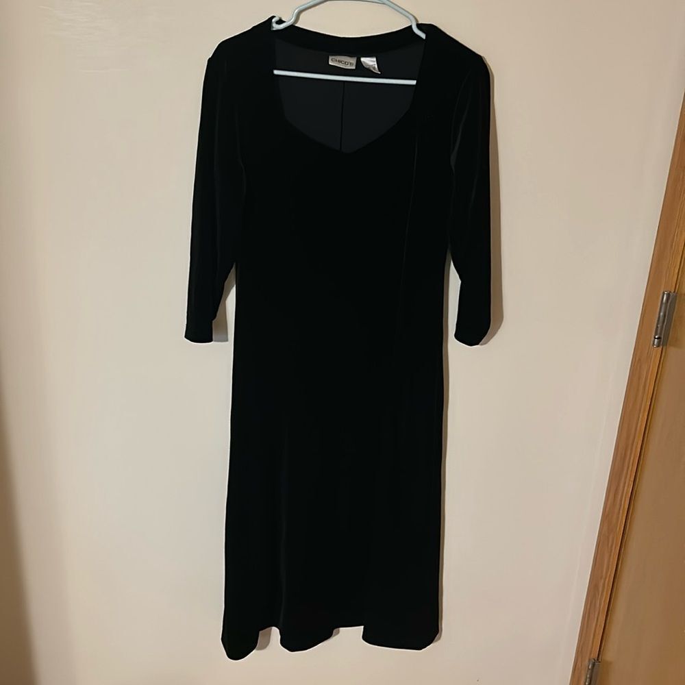 Chicos black velvet burnout goth midi dress size 1